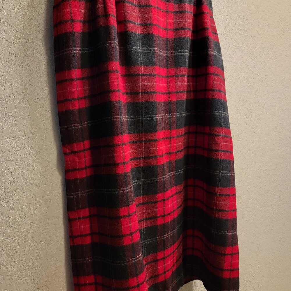 Talbots Red, Black & White Plaid Wool Skirt